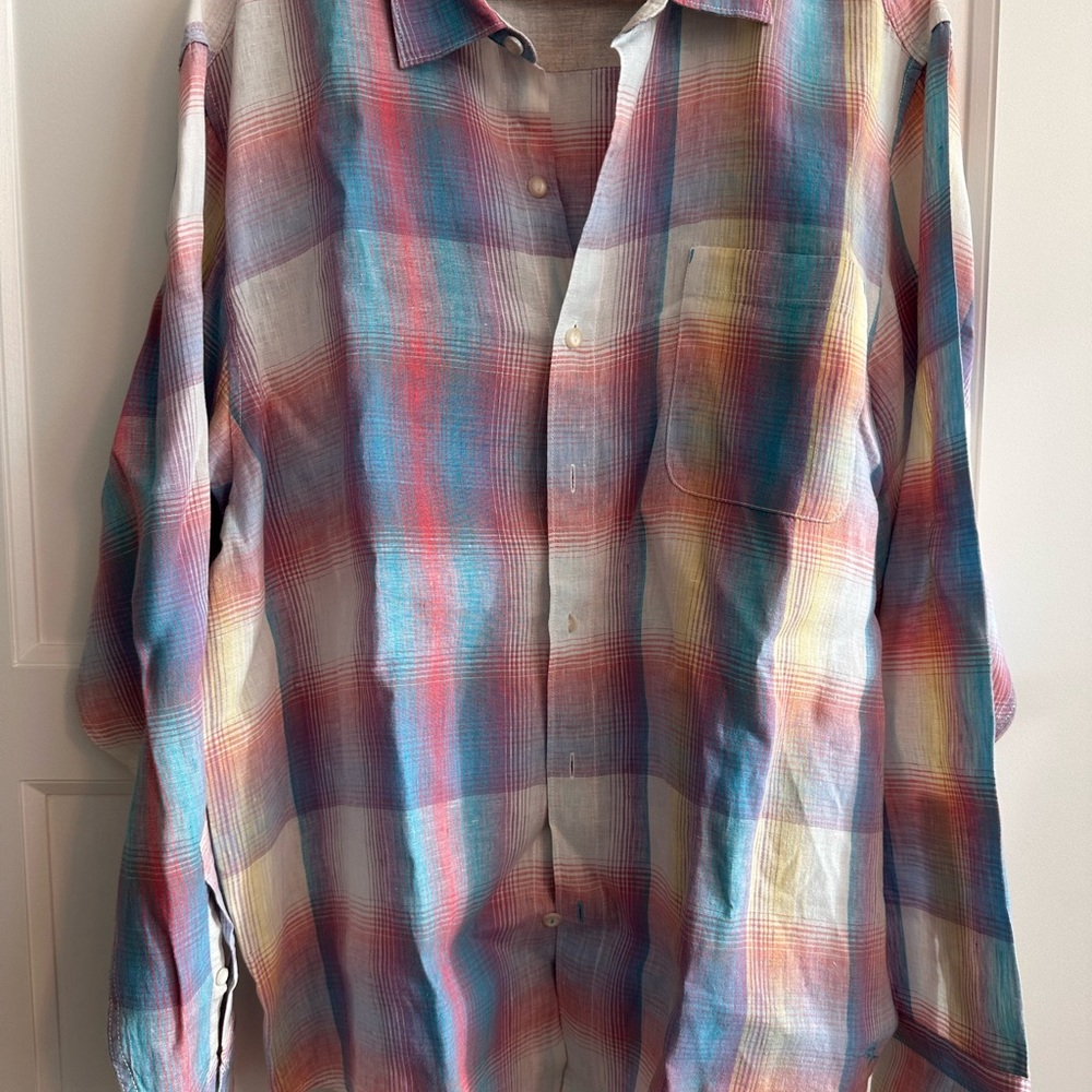 Tommy Bahama Vibrant Plaid Button Down Shirt XL